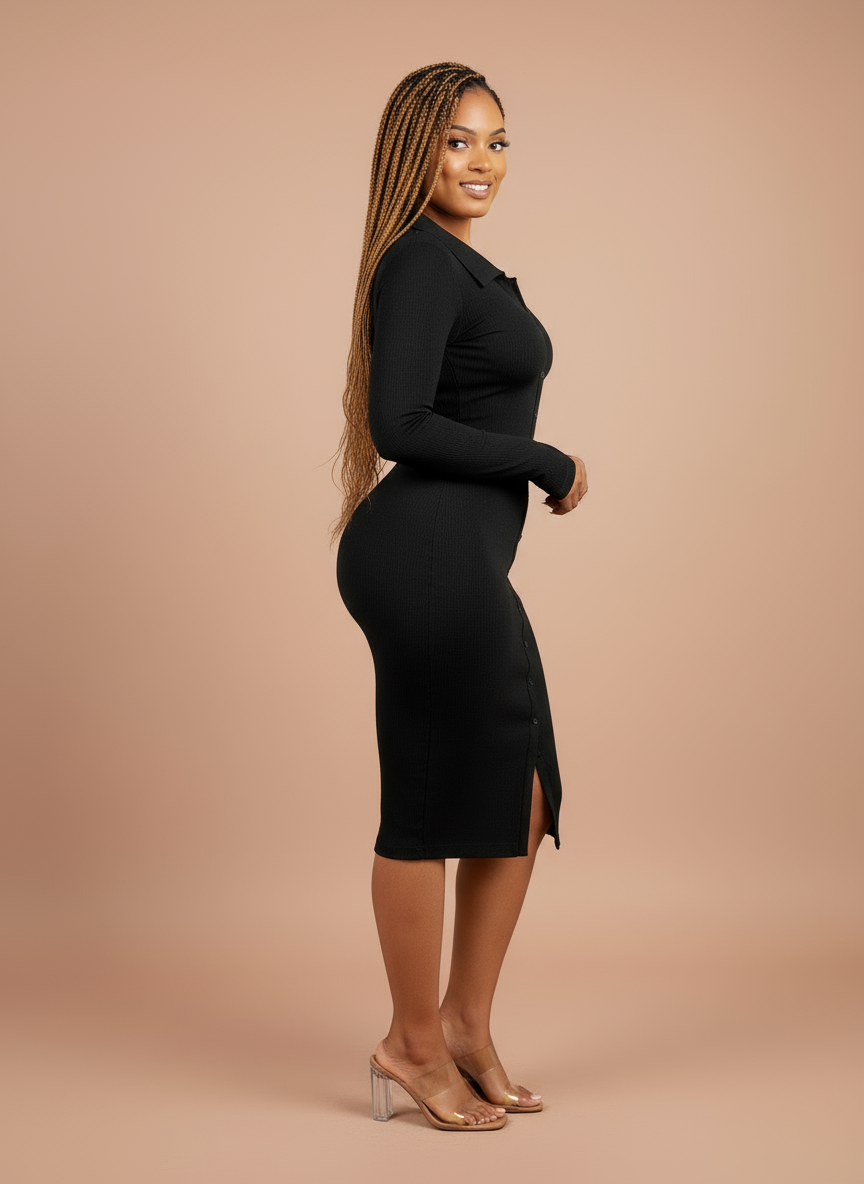 Elégance structurée -  Robe chemise gainante