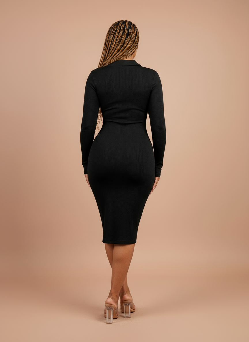 Elégance structurée -  Robe chemise gainante