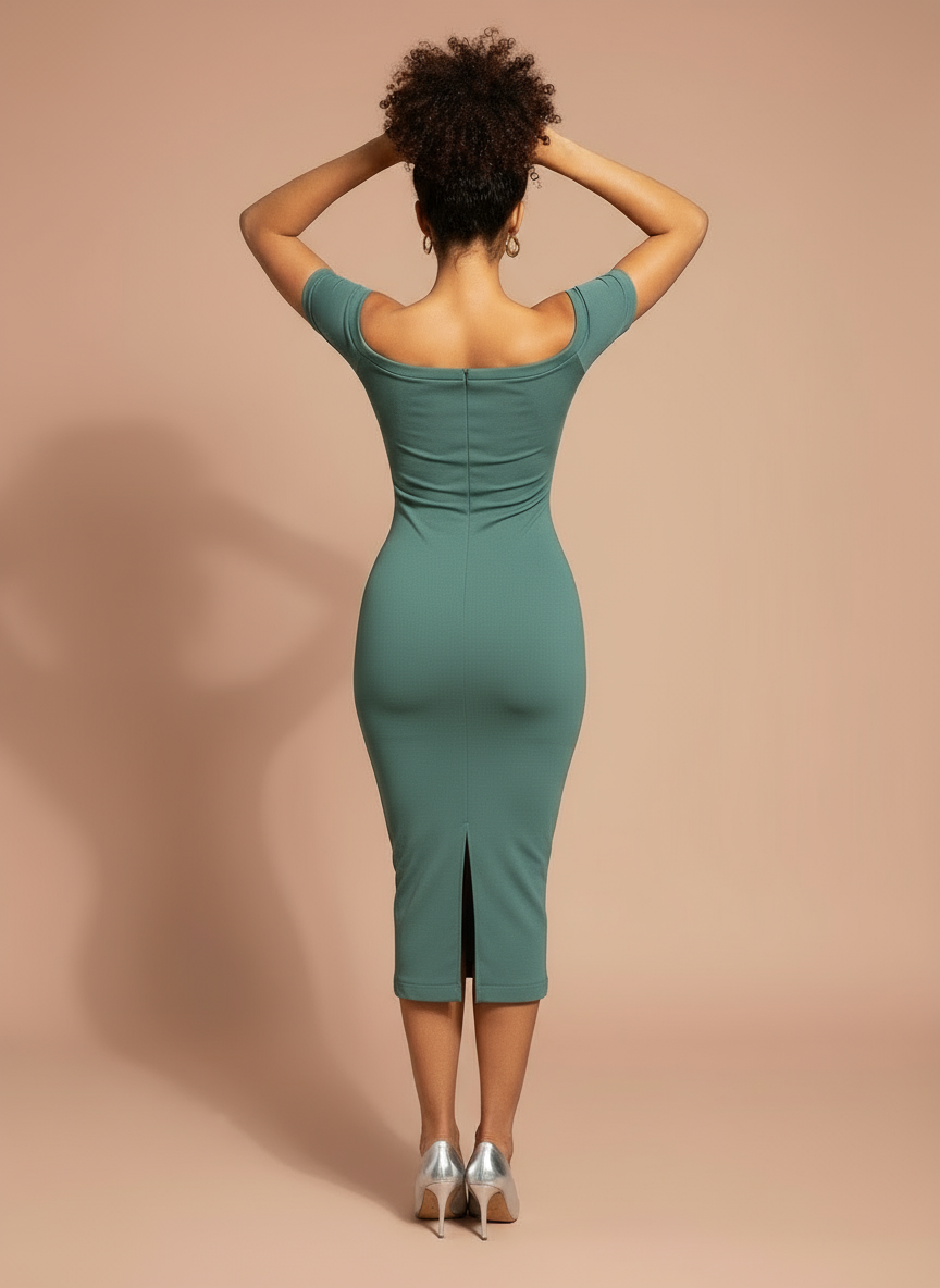 Élégance Dévoilée – Robe Gainante Épaules Ouvertes